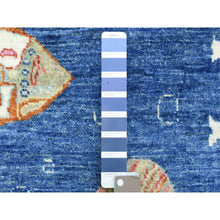 Load image into Gallery viewer, 4&#39;2&quot;x9&#39;9&quot; Sapphire Blue, Hand Knotted Afghan Peshawar With Colorful Oceanic Fish Design, Densely Woven Natural Dyes, Extra Soft Wool, Wide Runner Oriental Rug FWR438108