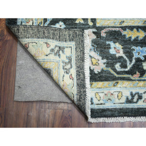 11'9"x17'7" Olive Black, Afghan Angora Oushak with Colorful Motifs Natural Dyes, Soft Wool Hand Knotted, Oversized Oriental Rug FWR438132