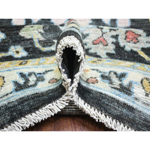 11'9"x17'7" Olive Black, Afghan Angora Oushak with Colorful Motifs Natural Dyes, Soft Wool Hand Knotted, Oversized Oriental Rug FWR438132