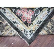 Load image into Gallery viewer, 11&#39;9&quot;x17&#39;7&quot; Olive Black, Afghan Angora Oushak with Colorful Motifs Natural Dyes, Soft Wool Hand Knotted, Oversized Oriental Rug FWR438132
