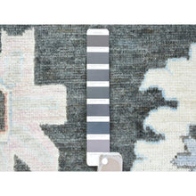 Load image into Gallery viewer, 11&#39;9&quot;x17&#39;7&quot; Olive Black, Afghan Angora Oushak with Colorful Motifs Natural Dyes, Soft Wool Hand Knotted, Oversized Oriental Rug FWR438132
