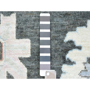11'9"x17'7" Olive Black, Afghan Angora Oushak with Colorful Motifs Natural Dyes, Soft Wool Hand Knotted, Oversized Oriental Rug FWR438132