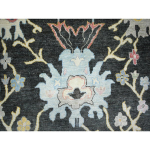 11'9"x17'7" Olive Black, Afghan Angora Oushak with Colorful Motifs Natural Dyes, Soft Wool Hand Knotted, Oversized Oriental Rug FWR438132