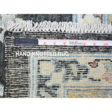 Load image into Gallery viewer, 11&#39;9&quot;x17&#39;7&quot; Olive Black, Afghan Angora Oushak with Colorful Motifs Natural Dyes, Soft Wool Hand Knotted, Oversized Oriental Rug FWR438132