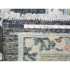 11'9"x17'7" Olive Black, Afghan Angora Oushak with Colorful Motifs Natural Dyes, Soft Wool Hand Knotted, Oversized Oriental Rug FWR438132