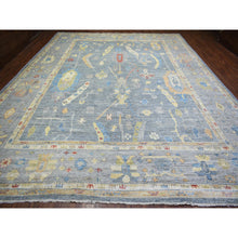 Load image into Gallery viewer, 12&#39;x16&#39; Cadet Gray, Organic Wool Hand Knotted, Afghan Angora Oushak With All Over Leaf Design Natural Dyes, Oversized Oriental Rug FWR438144