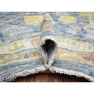 12'x16' Cadet Gray, Organic Wool Hand Knotted, Afghan Angora Oushak With All Over Leaf Design Natural Dyes, Oversized Oriental Rug FWR438144