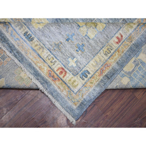 12'x16' Cadet Gray, Organic Wool Hand Knotted, Afghan Angora Oushak With All Over Leaf Design Natural Dyes, Oversized Oriental Rug FWR438144