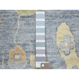 12'x16' Cadet Gray, Organic Wool Hand Knotted, Afghan Angora Oushak With All Over Leaf Design Natural Dyes, Oversized Oriental Rug FWR438144