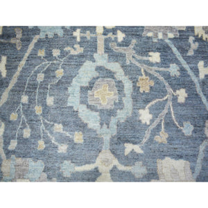 11'9"x15'7" Jet Gray, Soft Wool Hand Knotted, Afghan Angora Oushak With All Over Design Vegetable Dyes, Oversized Oriental Rug FWR438162