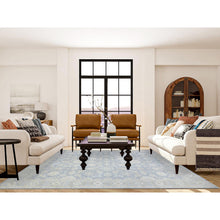 Load image into Gallery viewer, 7&#39;10&quot;x9&#39;7&quot; Cloud Gray, White Wash Peshawar With All Over Design, Natural Wool Hand Knotted Oriental Rug FWR438210