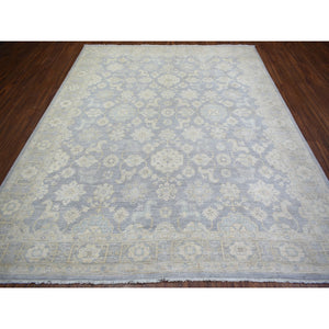 7'10"x9'7" Cloud Gray, White Wash Peshawar With All Over Design, Natural Wool Hand Knotted Oriental Rug FWR438210