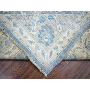 8'2"x9'8" Blueish Gray, Hand Knotted Finer Peshawar with Mahal Design, Densely Woven Natural Dyes, Soft Wool, Oriental Rug FWR438312