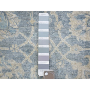 8'2"x9'8" Blueish Gray, Hand Knotted Finer Peshawar with Mahal Design, Densely Woven Natural Dyes, Soft Wool, Oriental Rug FWR438312