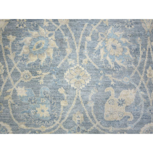8'2"x9'8" Blueish Gray, Hand Knotted Finer Peshawar with Mahal Design, Densely Woven Natural Dyes, Soft Wool, Oriental Rug FWR438312