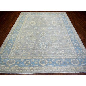 8'x10' Cloud Gray, Extra Soft Wool Hand Knotted, Finer Peshawar With Mahal Design, Dense Weave Vegetable Dyes, Oriental Rug FWR438318