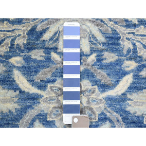 5'10"x9'1" Sapphire Blue, Pure Wool Hand Knotted, Finer Peshawar With Mahal Design, Densely Woven Natural Dyes, Oriental Rug FWR438336