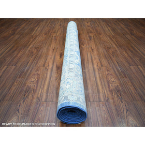 5'10"x9'1" Sapphire Blue, Pure Wool Hand Knotted, Finer Peshawar With Mahal Design, Densely Woven Natural Dyes, Oriental Rug FWR438336