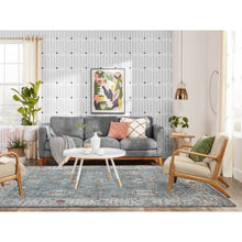 Load image into Gallery viewer, 6&#39;x9&#39;2&quot; Bone Brown with Charcoal Black, Oxidized and Distressed Grass Design with Exposed Warps, 100% Wool, Hand Knotted, Oriental Rug FWR457476