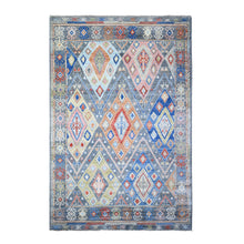 Load image into Gallery viewer, 5&#39;10&quot;x9&#39;1&quot; Colorful, Extra Soft Wool Hand Knotted, Anatolian Village Inspired with Triangles Design Natural Dyes, Oriental Rug FWR438588