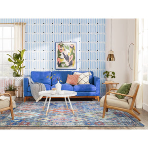 5'10"x9'1" Colorful, Extra Soft Wool Hand Knotted, Anatolian Village Inspired with Triangles Design Natural Dyes, Oriental Rug FWR438588