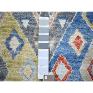 5'10"x9'1" Colorful, Extra Soft Wool Hand Knotted, Anatolian Village Inspired with Triangles Design Natural Dyes, Oriental Rug FWR438588