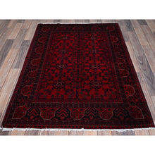 Load image into Gallery viewer, 3&#39;5&quot;x4&#39;10&quot; Chili Red, Afghan Khamyab With Tribal Design, Hand Knotted, Soft And Velvety Wool, Vegetable Dyes, Oriental Rug FWR4380