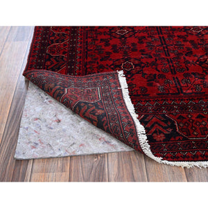 3'5"x4'10" Chili Red, Afghan Khamyab With Tribal Design, Hand Knotted, Soft And Velvety Wool, Vegetable Dyes, Oriental Rug FWR4380