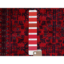 Load image into Gallery viewer, 3&#39;5&quot;x4&#39;10&quot; Chili Red, Afghan Khamyab With Tribal Design, Hand Knotted, Soft And Velvety Wool, Vegetable Dyes, Oriental Rug FWR4380