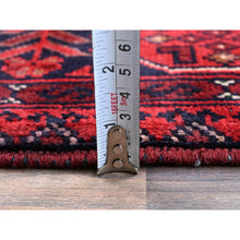 Load image into Gallery viewer, 3&#39;5&quot;x4&#39;10&quot; Chili Red, Afghan Khamyab With Tribal Design, Hand Knotted, Soft And Velvety Wool, Vegetable Dyes, Oriental Rug FWR4380