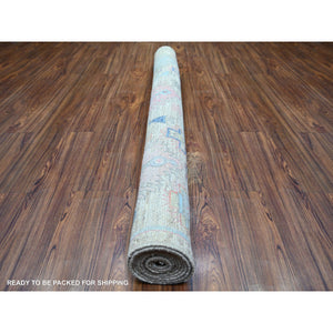 6'1"x9' Silver Gray, Hand Knotted Anatolian Village Inspired Geometric Medallions With Animal Figurines, Vegetable Dyes Pure Wool, Oriental Rug FWR438606