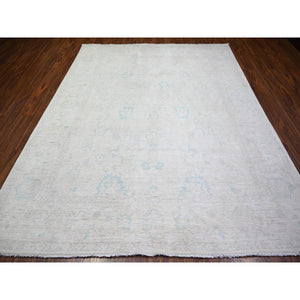8'x9'7" Ivory, Natural Wool Hand Knotted, White Wash Peshawar, Oriental Rug FWR438660
