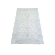 Load image into Gallery viewer, 3&#39;x4&#39;9&quot; Ivory, Organic Wool Hand Knotted, White Wash Peshawar with All Over Design, Oriental Rug FWR438684