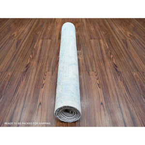 3'x4'9" Ivory, Organic Wool Hand Knotted, White Wash Peshawar with All Over Design, Oriental Rug FWR438684