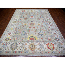 Load image into Gallery viewer, 8&#39;x9&#39;9&quot; Light Gray, Vegetable Dyes Extra Soft Wool, Hand Knotted Finer Peshawar With Heriz Design, Dense Weave, Oriental Rug FWR438738