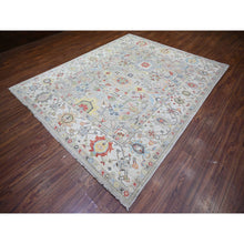 Load image into Gallery viewer, 8&#39;x9&#39;9&quot; Light Gray, Vegetable Dyes Extra Soft Wool, Hand Knotted Finer Peshawar With Heriz Design, Dense Weave, Oriental Rug FWR438738