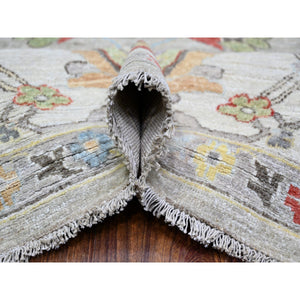 8'x9'9" Light Gray, Vegetable Dyes Extra Soft Wool, Hand Knotted Finer Peshawar With Heriz Design, Dense Weave, Oriental Rug FWR438738