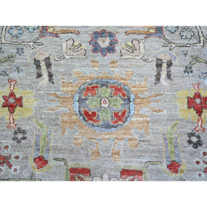 8'x9'9" Light Gray, Vegetable Dyes Extra Soft Wool, Hand Knotted Finer Peshawar With Heriz Design, Dense Weave, Oriental Rug FWR438738