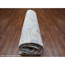 Load image into Gallery viewer, 8&#39;x9&#39;9&quot; Light Gray, Vegetable Dyes Extra Soft Wool, Hand Knotted Finer Peshawar With Heriz Design, Dense Weave, Oriental Rug FWR438738