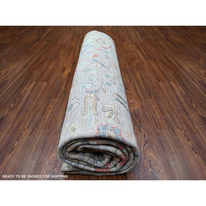 8'x9'9" Light Gray, Vegetable Dyes Extra Soft Wool, Hand Knotted Finer Peshawar With Heriz Design, Dense Weave, Oriental Rug FWR438738