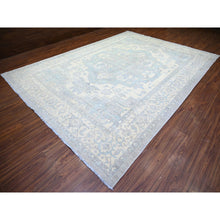 Load image into Gallery viewer, 9&#39;9&quot;x13&#39;5&quot; Cadet Gray, Extra Soft Wool Hand Knotted, Finer Peshawar With Heriz Design, Densely Woven Natural Dyes, Oriental Rug FWR438768