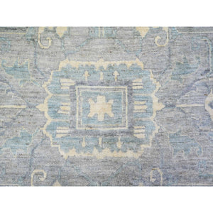 9'9"x13'5" Cadet Gray, Extra Soft Wool Hand Knotted, Finer Peshawar With Heriz Design, Densely Woven Natural Dyes, Oriental Rug FWR438768