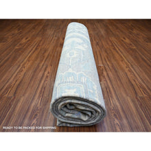 Load image into Gallery viewer, 9&#39;9&quot;x13&#39;5&quot; Cadet Gray, Extra Soft Wool Hand Knotted, Finer Peshawar With Heriz Design, Densely Woven Natural Dyes, Oriental Rug FWR438768