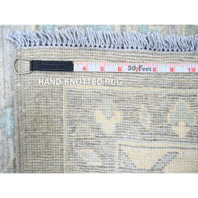 Load image into Gallery viewer, 9&#39;9&quot;x13&#39;5&quot; Cadet Gray, Extra Soft Wool Hand Knotted, Finer Peshawar With Heriz Design, Densely Woven Natural Dyes, Oriental Rug FWR438768