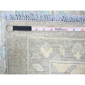 9'9"x13'5" Cadet Gray, Extra Soft Wool Hand Knotted, Finer Peshawar With Heriz Design, Densely Woven Natural Dyes, Oriental Rug FWR438768
