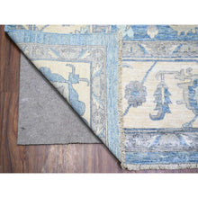 Load image into Gallery viewer, 9&#39;10&quot;x14&#39; Cerulean Blue, Vegetable Dyes Organic Wool, Hand Knotted Finer Peshawar With Heriz Medallion Design, Dense Weave, Oriental Rug FWR438774