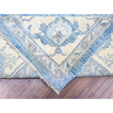Load image into Gallery viewer, 9&#39;10&quot;x14&#39; Cerulean Blue, Vegetable Dyes Organic Wool, Hand Knotted Finer Peshawar With Heriz Medallion Design, Dense Weave, Oriental Rug FWR438774