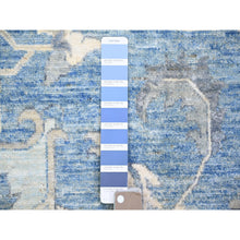 Load image into Gallery viewer, 9&#39;10&quot;x14&#39; Cerulean Blue, Vegetable Dyes Organic Wool, Hand Knotted Finer Peshawar With Heriz Medallion Design, Dense Weave, Oriental Rug FWR438774