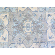 Load image into Gallery viewer, 9&#39;10&quot;x14&#39; Cerulean Blue, Vegetable Dyes Organic Wool, Hand Knotted Finer Peshawar With Heriz Medallion Design, Dense Weave, Oriental Rug FWR438774