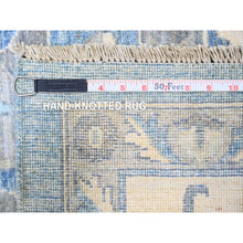 Load image into Gallery viewer, 9&#39;10&quot;x14&#39; Cerulean Blue, Vegetable Dyes Organic Wool, Hand Knotted Finer Peshawar With Heriz Medallion Design, Dense Weave, Oriental Rug FWR438774